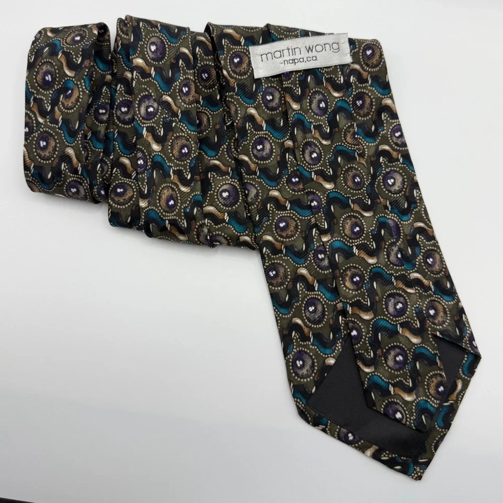 Martin Wong Necktie OS Silk Abstract Geometric Retro 90s Art Deco Maximalist Tie